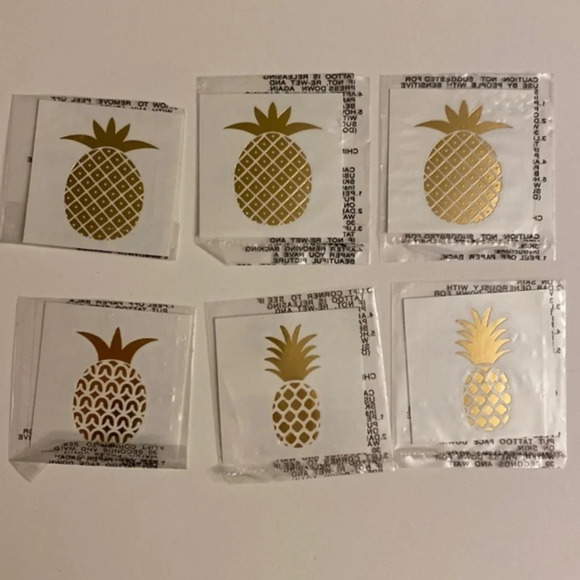 Pineapple Gold Temporary Tattoos (Set of 6) 🍍 - Picture 2 of 7